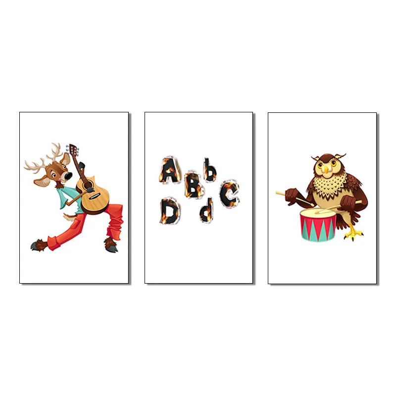 Мультяшная игра музыка холст картина плакат олень сова печать детская животное