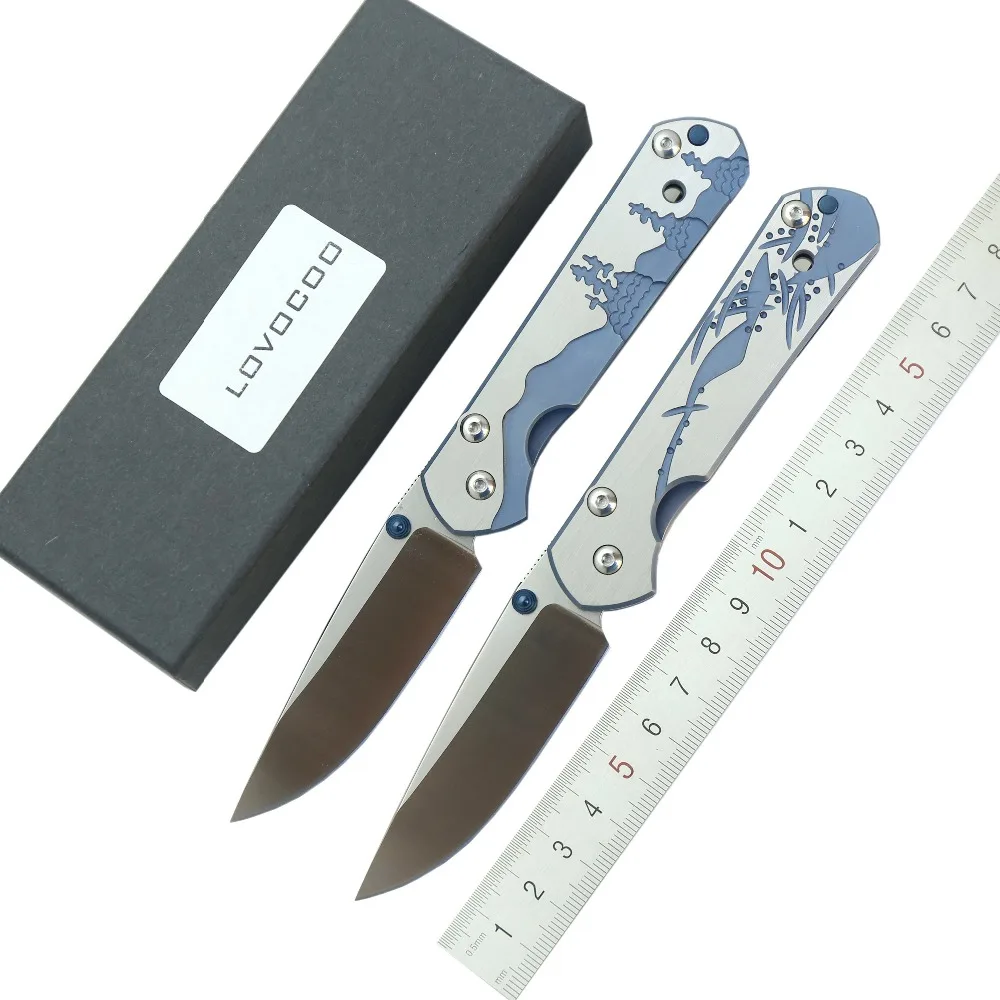 LOVOCOO маленький sebenza 21 складной нож D2 лезвие титановый узор ручка утилита для
