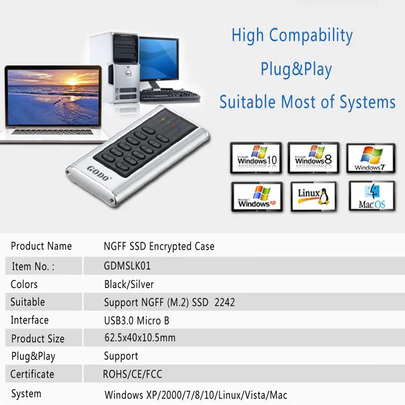 Твердотельный жесткий диск Sata3 к USB3.0 6 Гбит/с ngff с шифрованием M.2 ssd портативный