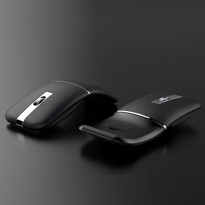 black FELYBY Двойной режим беспроводной Bluetooth souris 1600 точек/дюйм de charge ultra-mince silencieux souris pour ordinateur портативный de bur - Цвет: black
