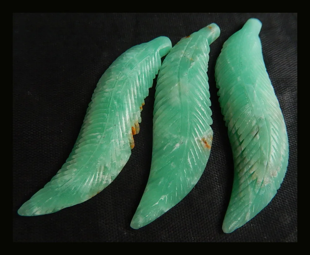 Полудрагоценные камни распродажа 3 шт. резной лист хризипразы кабошон 54x13x6 мм 13 92