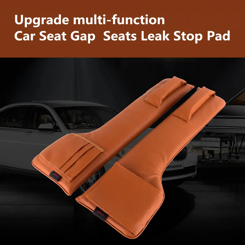 Updated Car Seat Gap Filler Pockets PU Leather Auto Seats Leak Stop Pad Soft Padding Storage Foam Bench Middle Console Organizer