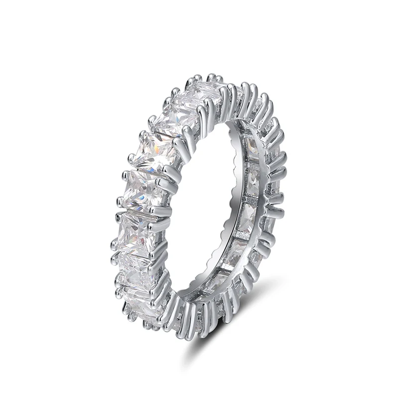 Square Zircon Effie queen Row, вечное ювелирное изделие с кристаллами, обручальное кольцо, прозрачное модное кольцо вечности для женщин, квадратное круглое циркониевое ювелирное изделие DLR16 - Цвет основного камня: Square Zircon