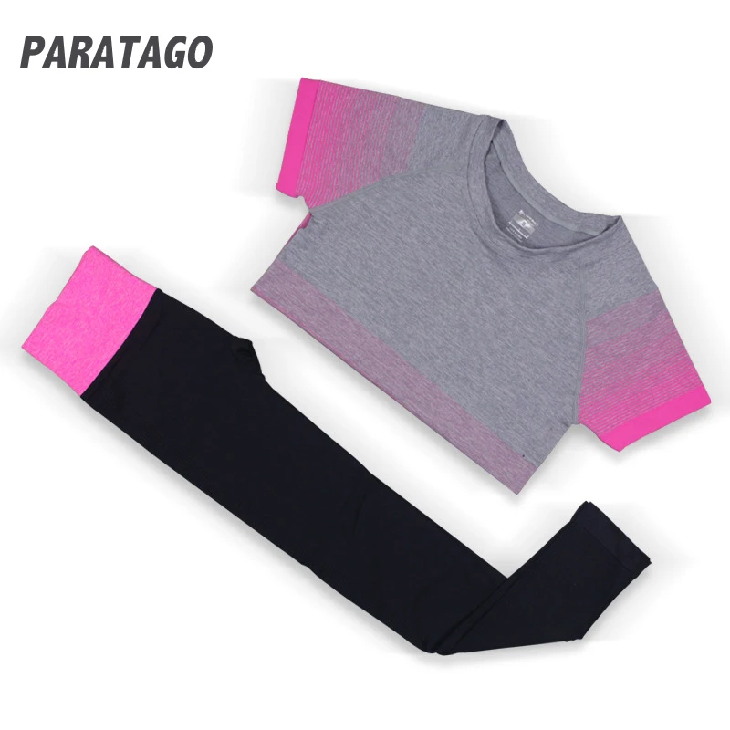 Paratago профессиональные спортивные комплекты Для женщин футболки + длинные брюки
