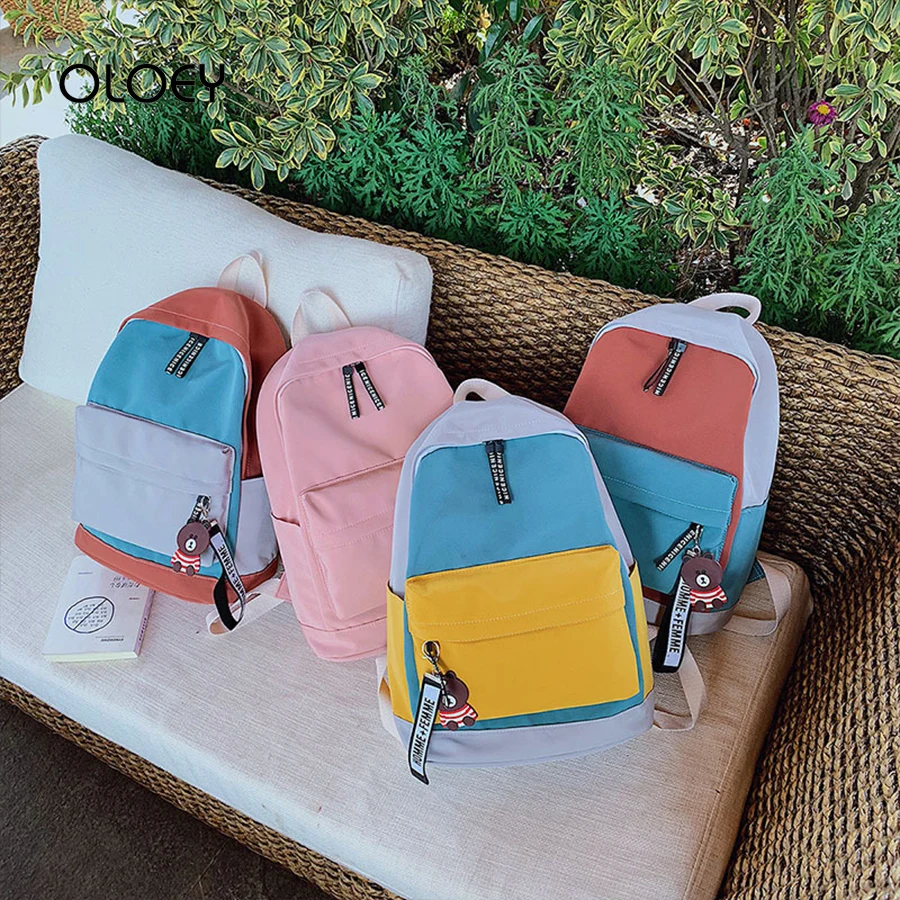 

Korean Style Canvas Backpack For Women Fashion Youth Travel Back Packs Casual School Bags Tote Girl Zipper Panelled Shoulder Bag