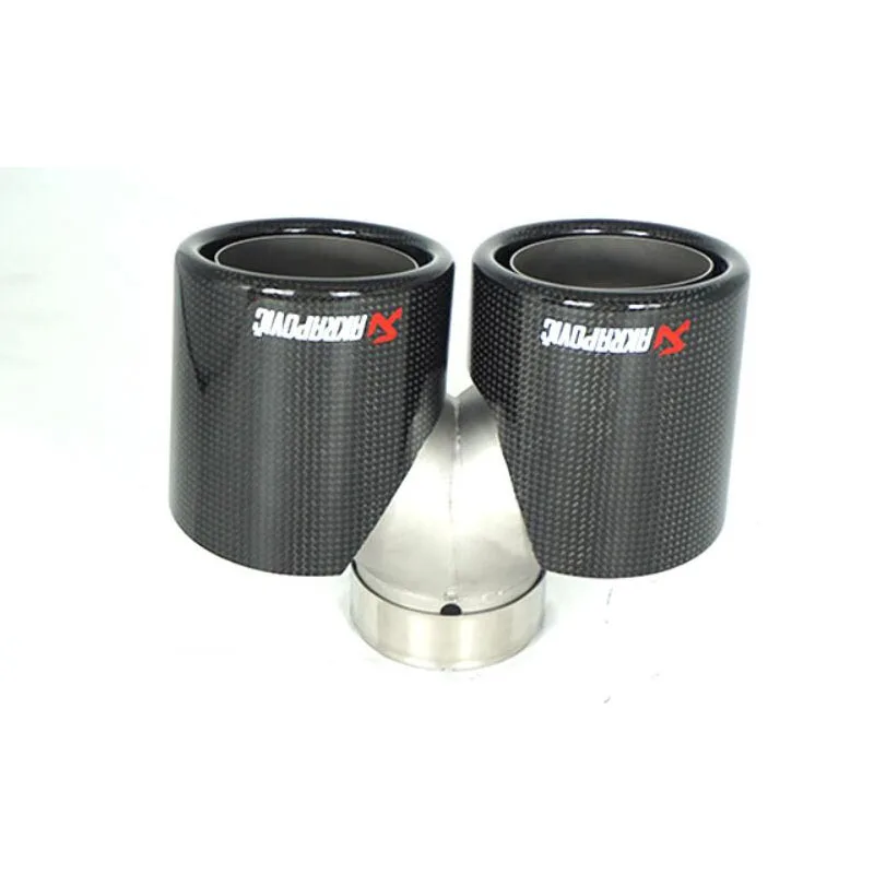 1 шт. Akrapovic короткий двойной выход стиль из углеродного волокна 304 нержавеющая сталь 63-89-150мм глушитель выхлопной наконечник