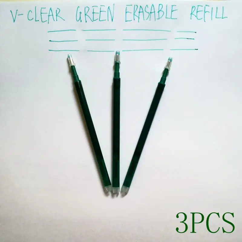 3 pcs Green Refill VCLEAR 0,7 мм стираемая гелевая чернильная ручка с резиновым ластиком 2 шт рекламная невидимая чернильная ручка милый ластик ручка Frixion ручка с исчезающими чернилам - Цвет: 3 pcs Green Refill