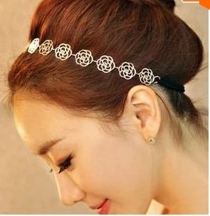 Женская модная металлическая цепочка украшения полые розы цветы эластичная