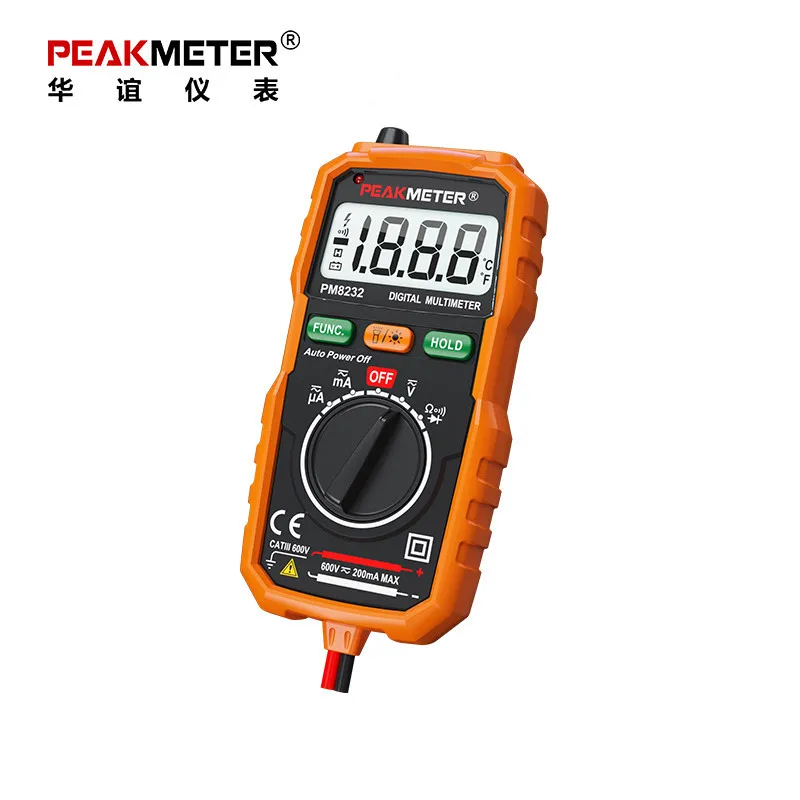 Цифровой мини мультиметр PEAKMETER PM8232 тестер напряжения постоянного и переменного