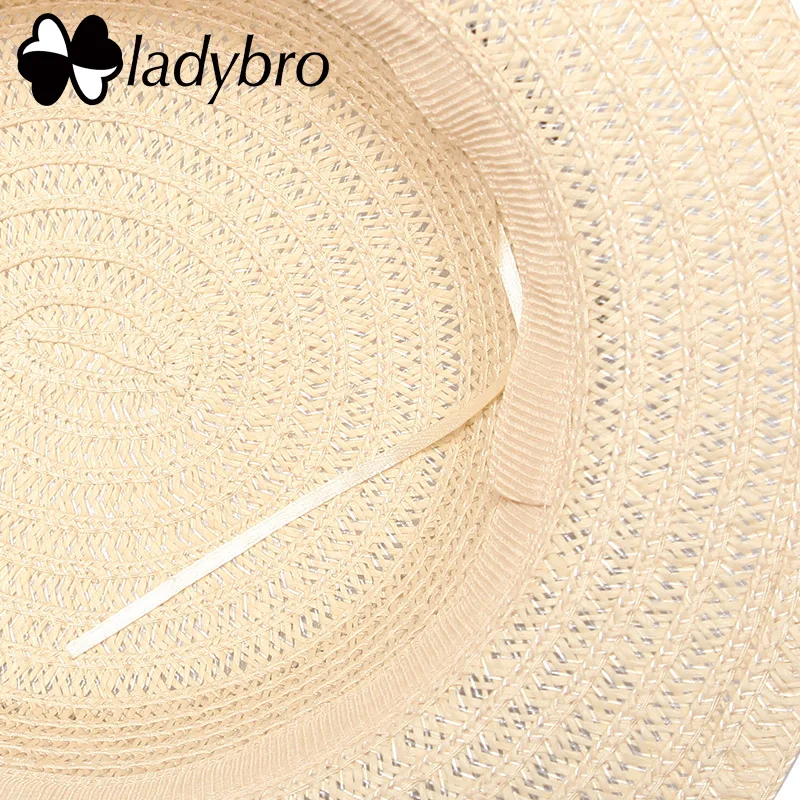 

Ladybro Women Boater Beach Sun Hat Cap Female Floppy Summer Straw Hat Daisy Flat Hat Ladies Headwear Flower Travel Cap Fedora