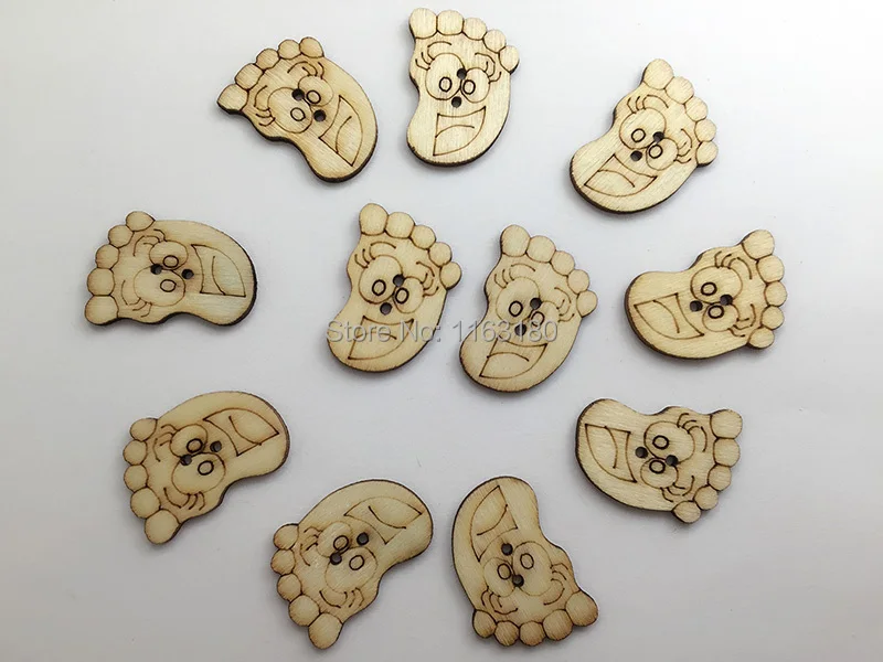 1000 шт./лот детские ножки следы необработанные деревянные формы ремесло лазерная