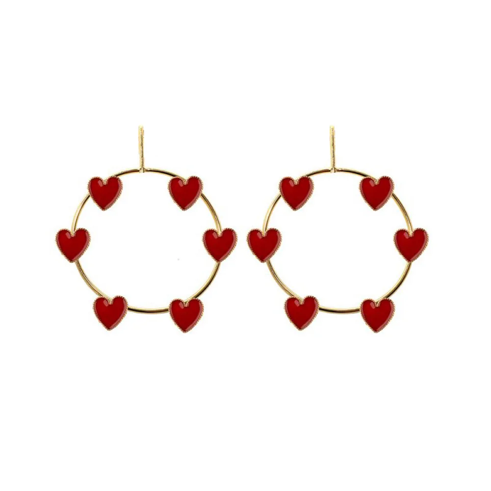 Women Temperament Peach Heart Alloy Big Hoop Earrings for Party M8694 | Украшения и аксессуары