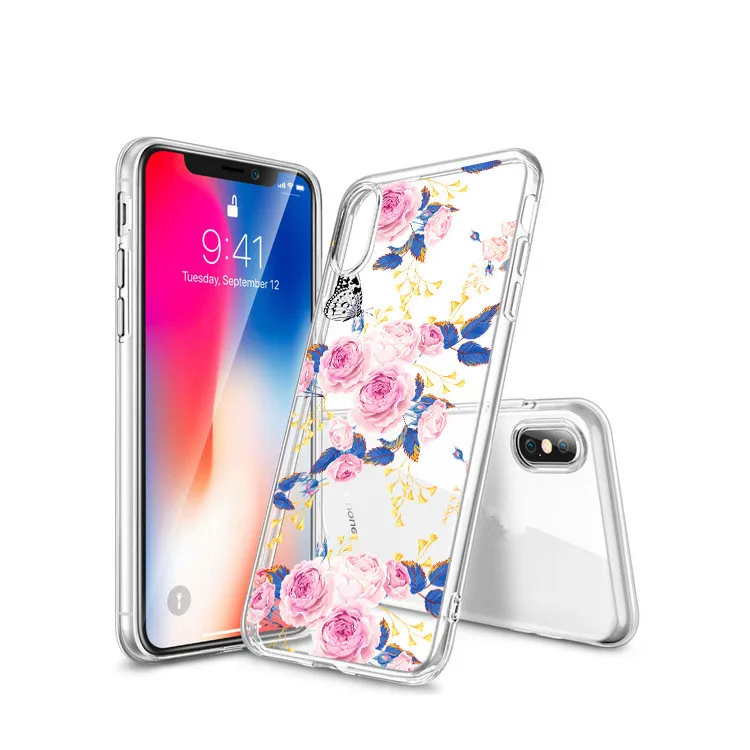 Прозрачный чехол для iPhone XR XS Max X 8 7 Plus 3D рельеф цветок листья Случаях Ясно Мягкие TPU