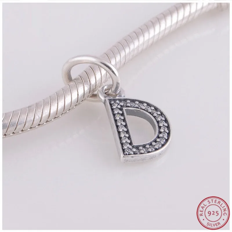 Dazzing трендовые Подвески с надписью «d' с прозрачным CZ DIY Fit PANDORA Подвески Серебро 925 для женщин Изготовление ювелирных изделий LW350D