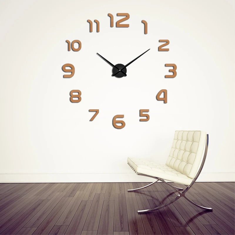 Металлические современные настенные часы DIY акриловые металлические зеркальные