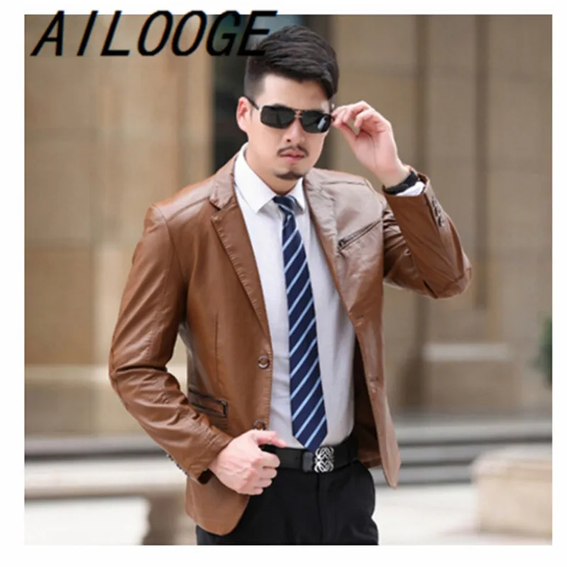 Зимний костюм из овечьей кожи 2016 кожаная куртка мужские Модные кожаные куртки и