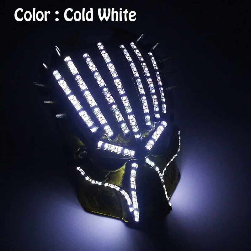 Cold White Горячая фильм тема светодиодный маска хищника светодиодные полосы страшные Хэллоуин фестиваль Вечерние Маски для светящиеся вечерние принадлежности DC3V - Цвет: Cold White