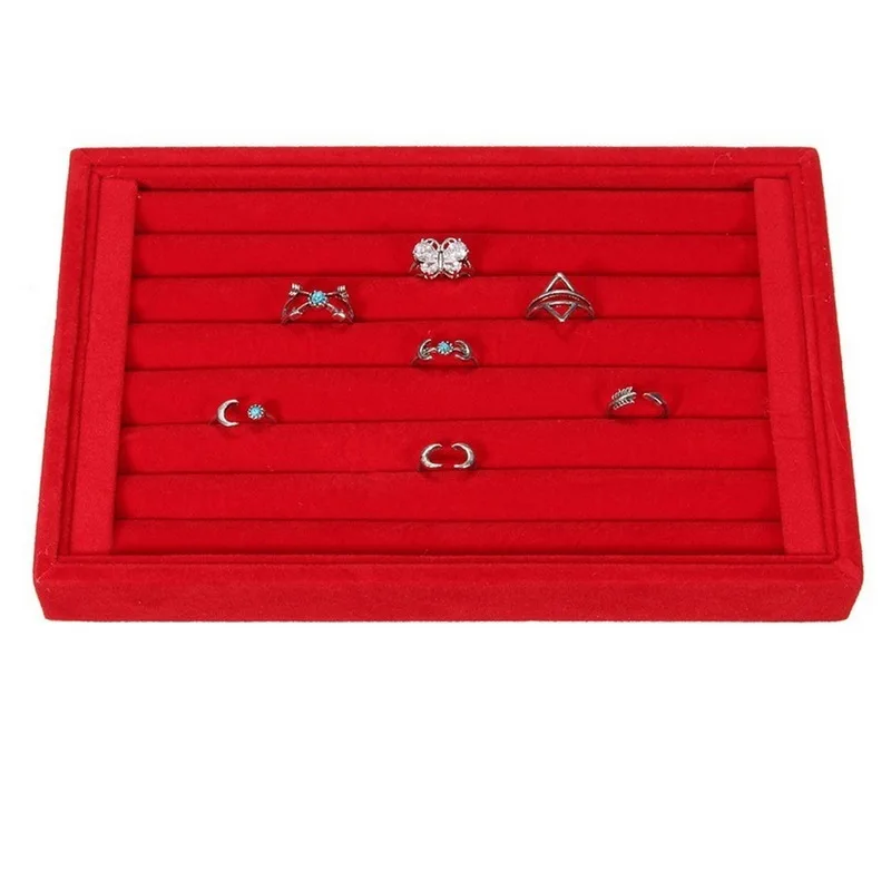red 1 шт. фиолетовая шкатулка для украшений серьги кольца DisplayJewelry подставка держатель стойка витрина для кольца серьги ожерелье лоток - Цвет: red