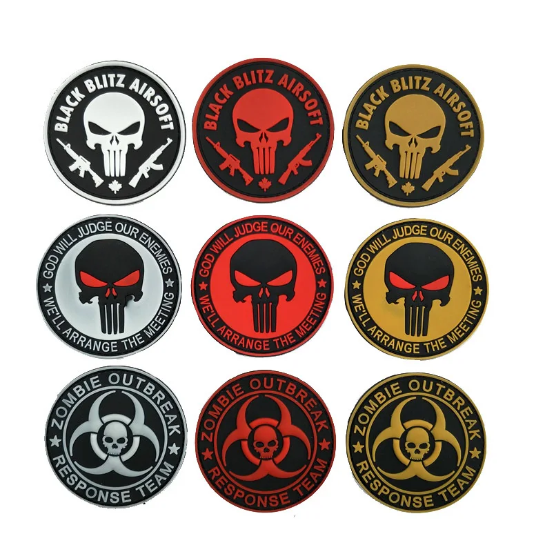 Патчи для карателей вышитые/PVC военные патчи черепов тактические тонкие синие