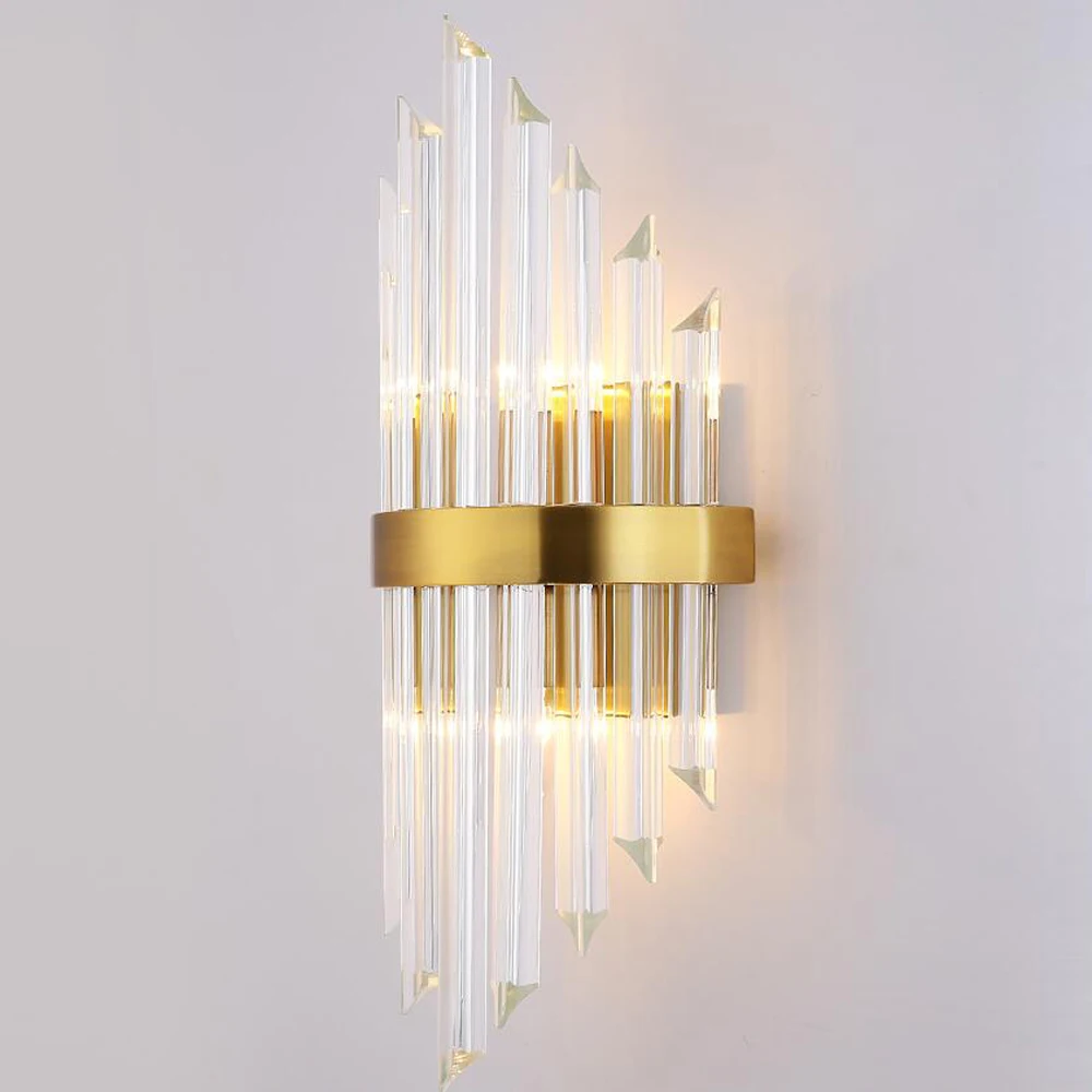 Роскошное дизайнерское настенное бра с кристаллами Золотая аппликация на стену