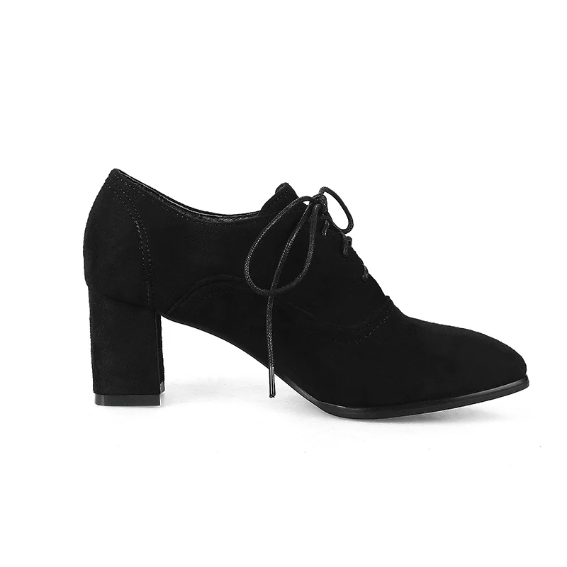 Phoentin/Женская обувь на шнуровке из флока высоком каблуке 6 см цвет коричневый