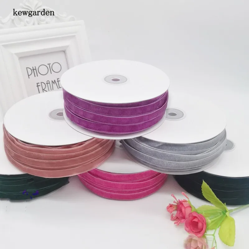 Kewgarden Wholesale 10mm 1cm Flocking Ribbons DIY Bowknot Accessories Satin Ribbon Handmade Tape Packing Riband 50 Yards | Дом и сад