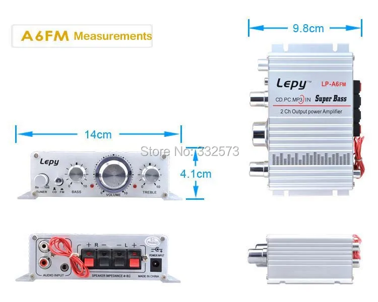 LP-A6FM мини Hi-Fi стерео усилитель мощности автомобиля FM для компьютера MP3 динамик
