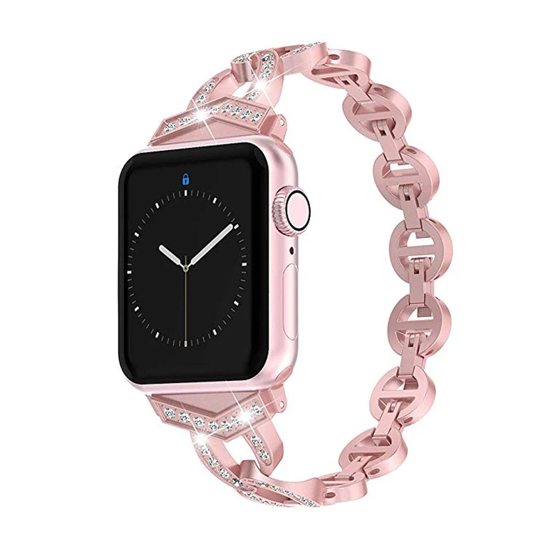 Алмазный ремешок для Apple Watch Band 42 мм 38 мм браслет серии 3 2 1 женский ремешок из нержавеющей стали для Apple Watch 4 Band 40 мм 44 мм