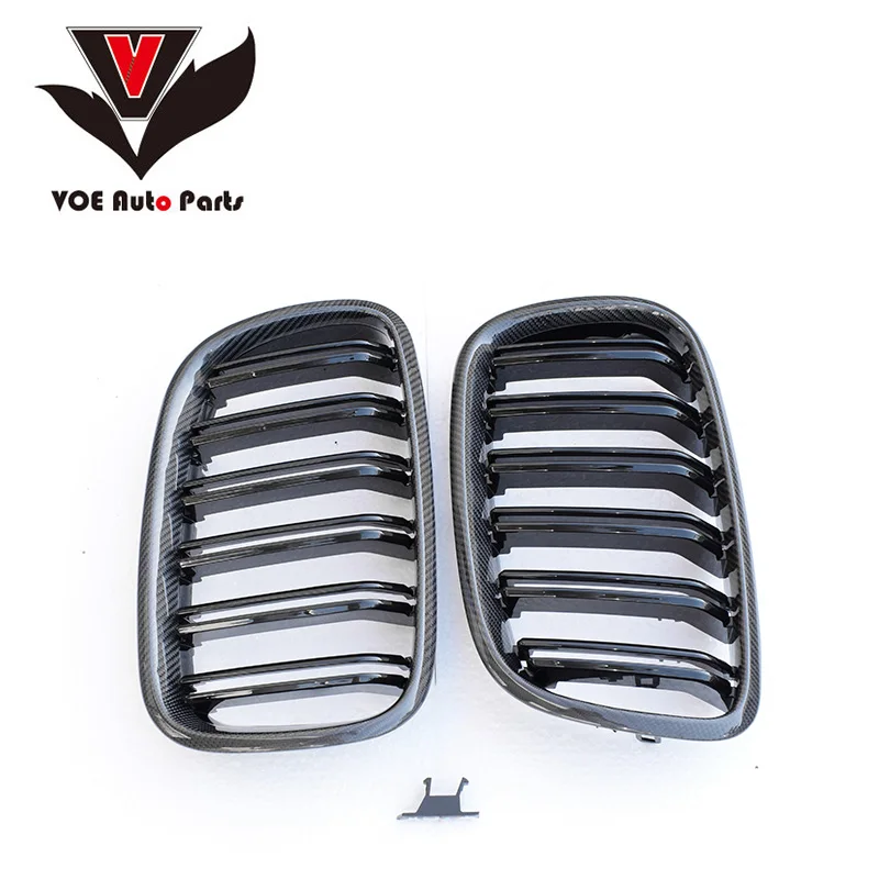 E70 E71 M sport двойная решетка из углеродного волокна Глянцевая черная передняя для