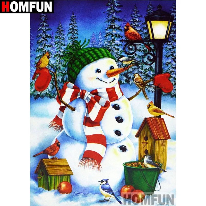 

HOMFUN алмазная живопись «мультяшный Снеговик», картина из квадратных/круглых страз «сделай сам», вышивка крестиком, A08135