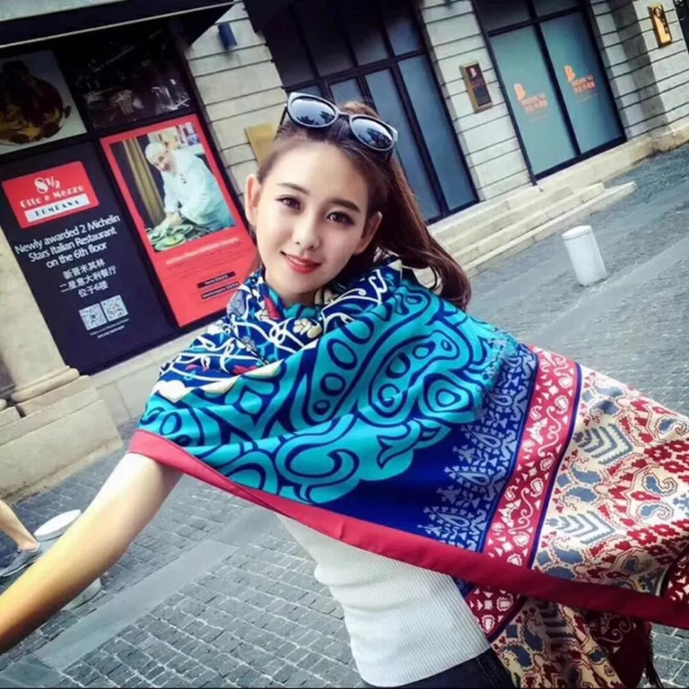 Hellenia 2018 Fashion Women Scarf Brand Multi Colors Print Luxury Spring Long Scarves Double side Flowers 100% Cotton | Аксессуары для