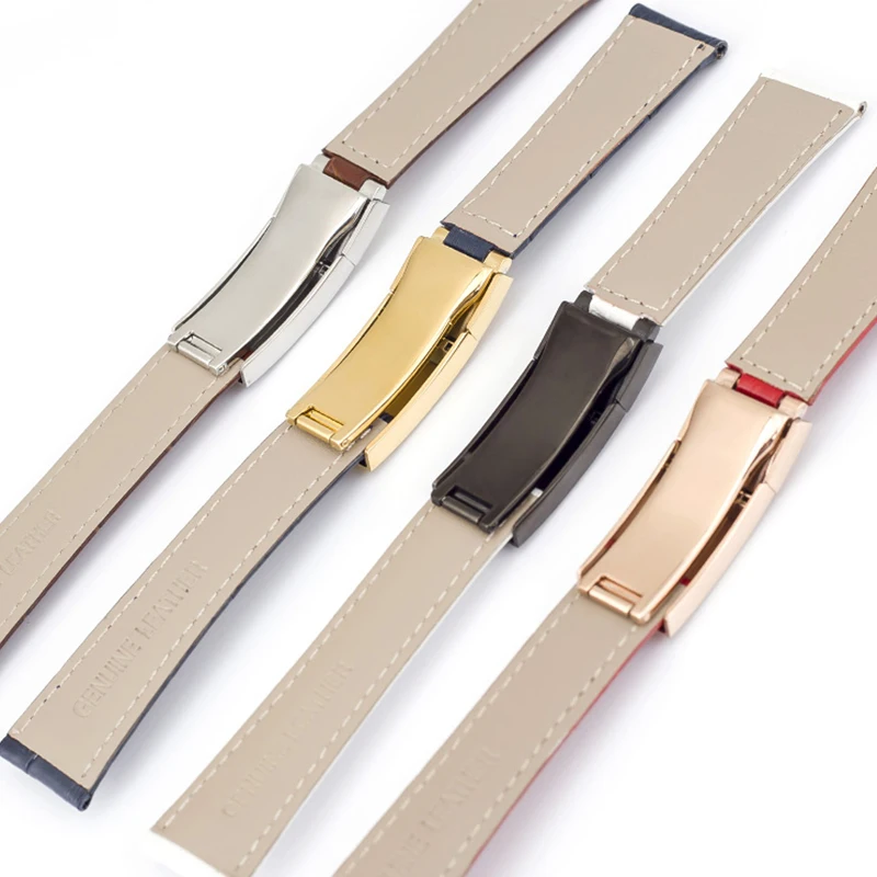 Watch accessories For Rolex leather watch strap with men's water ghost watch series 20mm ladies sports strap folding buckle
