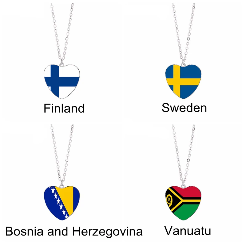 Canuomen Finland кулон в форме флага ожерелья 25 мм сердце стекло кабошон Швеция Вануату