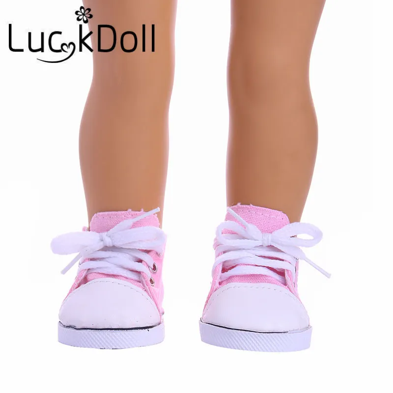 LUCKDOLL однотонная парусиновая обувь подходит для 18 дюймовых американских кукол 43