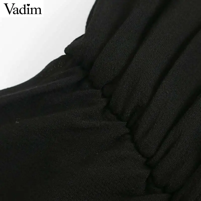Vadim elegant V neck pleated chiffon blouse transparent bow tie sashes long sleeve sexy shirts female chic tops blusas LB151 |