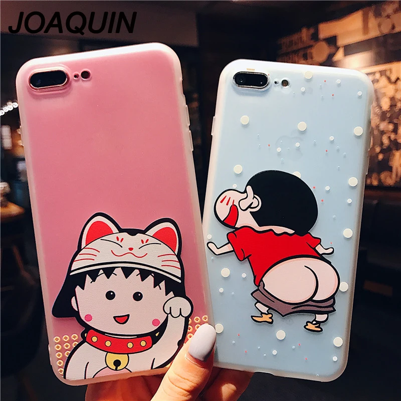 Japan Cartoon Soft TPU Back Cover Crayon Shin-chan Cute Lovely Girl Pink Phone Case for iPhone 8 6 Plus/6s Plus 6s 7/7 X |