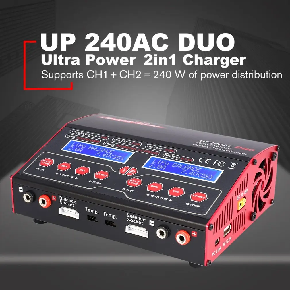 Ультра мощность до 240 AC DUO Вт 2в1 LiIo/LiPo/LiFe/NiMH/Nicd батарея RC Баланс Зарядное устройство
