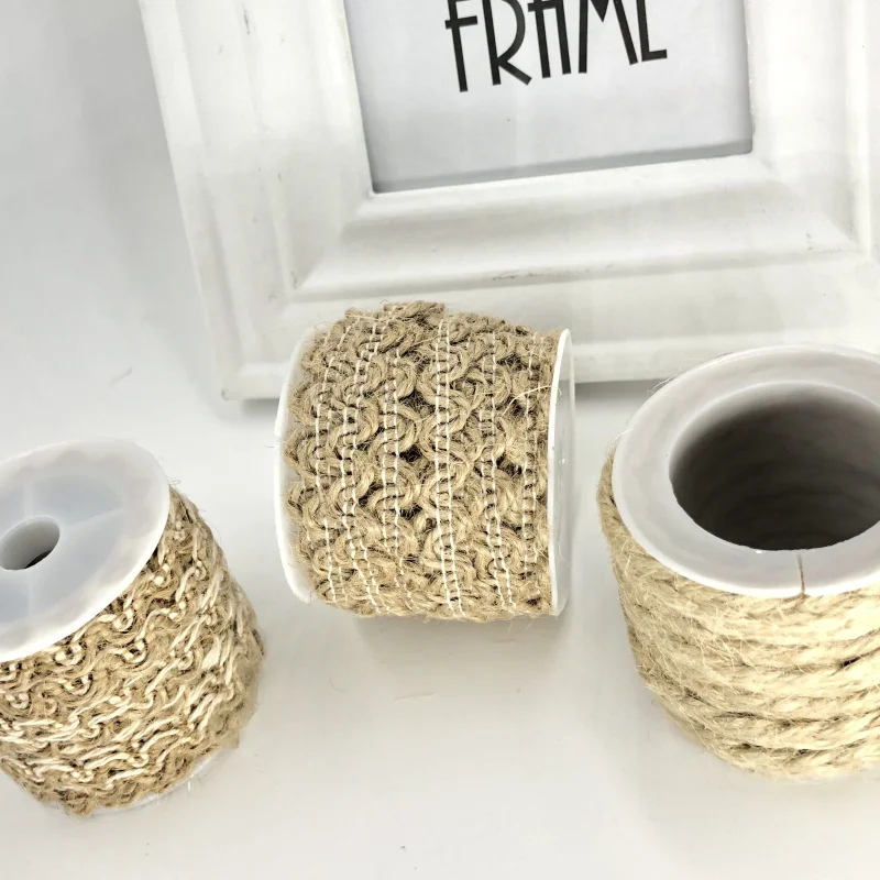 5 м DIY Ремесло винтажный натуральный Hessian джутовый шпагат веревка Свадебная вечеринка Мешковина Лента Декор для дома катушка фестиваль Скрапбукинг 6 стилей