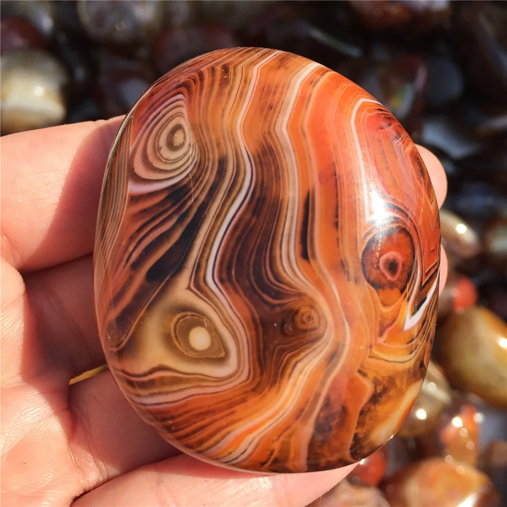 Polished Natrual Sardonyx Stone Agate Palm Raw Gemstone Colorful Tumbled Crystal Healing Energy Mineral | Дом и сад