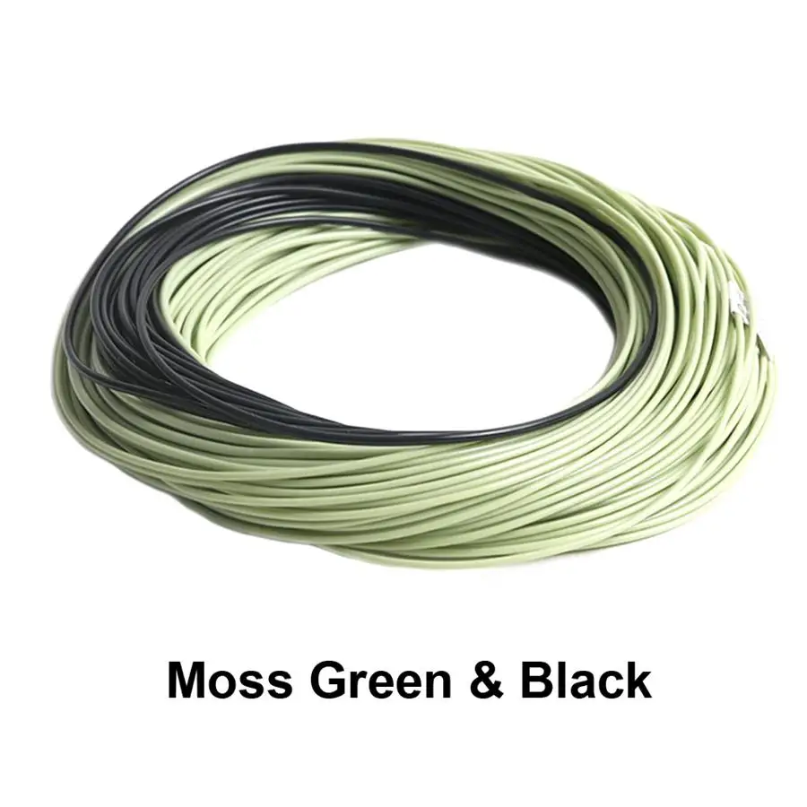 Moss Green and Black Maximumcatch Вес вперед плавающая нахлыстовая леска с Тонущим кончиком 100FT Multy размер на выбор - Цвет: Moss Green and Black