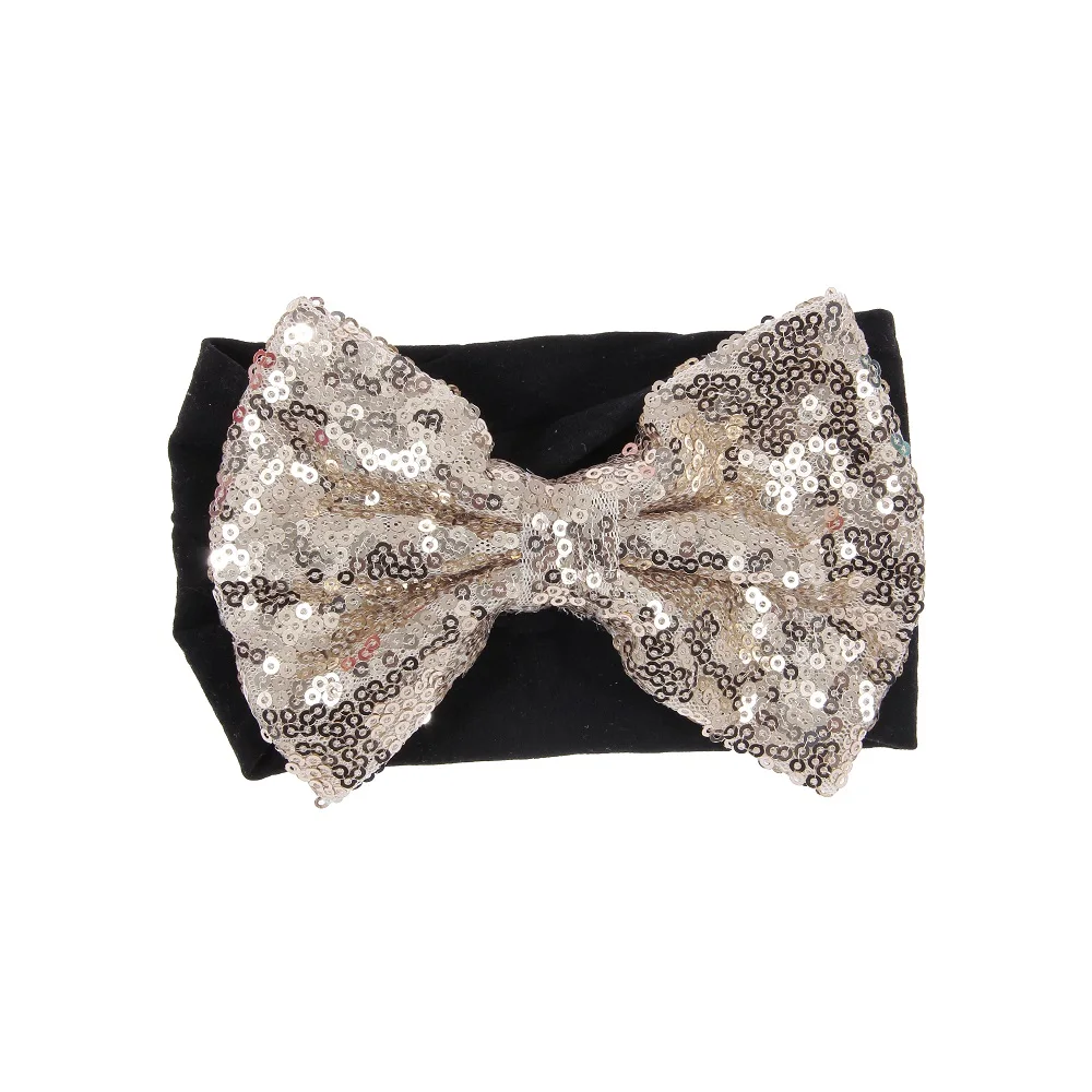 Yundfly Newborn Toddler Baby Girls Headwraps Sequin Bow Knotter Nylon Headband Children Hairband Hair Accessories | Мать и ребенок