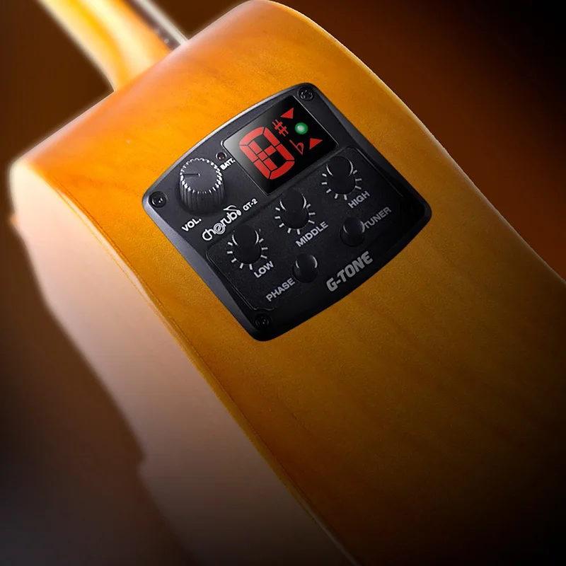 

Cherub GT-2 Acoustic Guitar Pickup 3 Band EQ Preamp System LED Equalizer Chromatic Tuner Phase Effect for Guitar Accessories