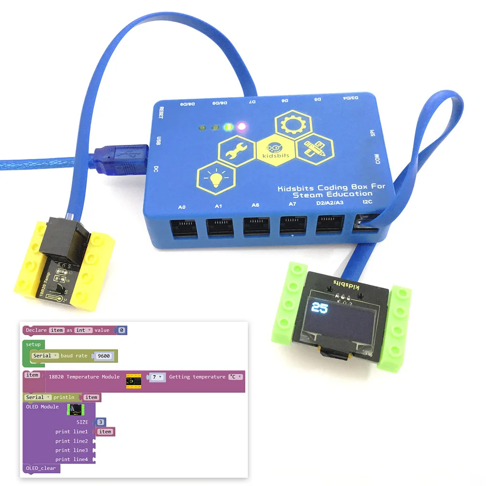 Kidsbits блоки кодирования 18B20 Модуль датчика температуры для Arduino паровой EDU (черный