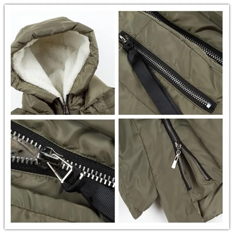 

2019 Women Winter Cotton Jacket Coats Black Zipper Hooded Big Pocket Jacket Thicken Warm Long Outwear Parkas Wadded Plus Size