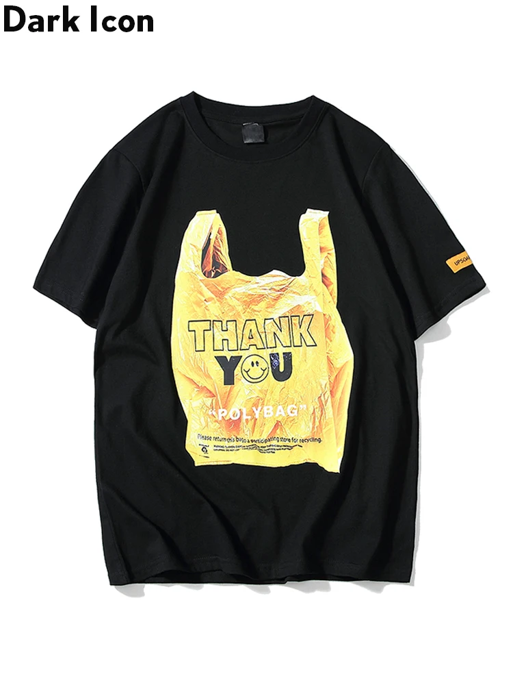 Темный логотип Thank You Poly Bag напечатаны мужские футболки с коротким рукавом 2019