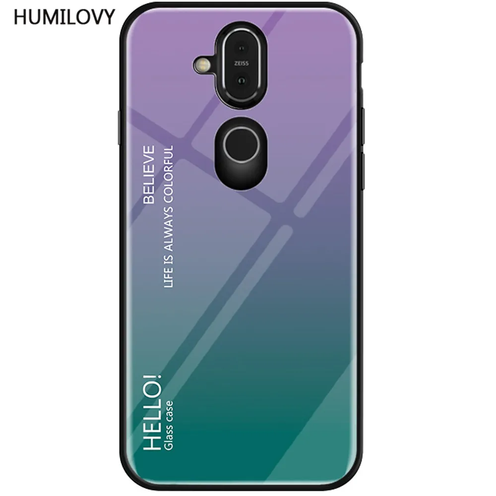Для Nokia 8 1 чехол для X7 2018 крышка градиентное закаленное стекло силиконовая рамка