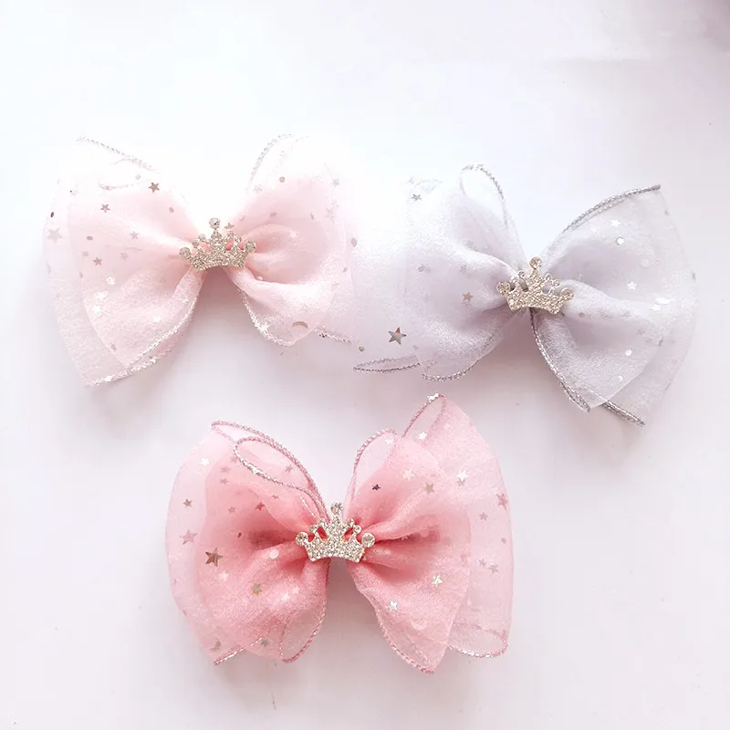 Dog Grooming Bows Pet dog jewelry accessories large bow star yarn crown clip jewelry girl tiara hair accessories girl hairpin