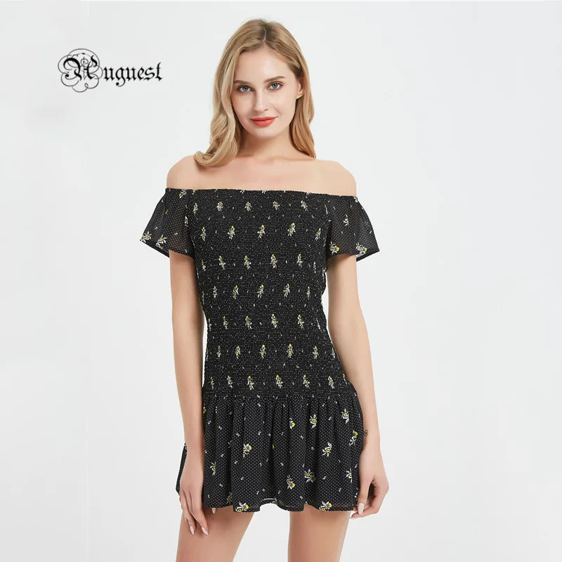 Женское шифоновое мини платье с вырезом лодочкой и драпировкой повседневное