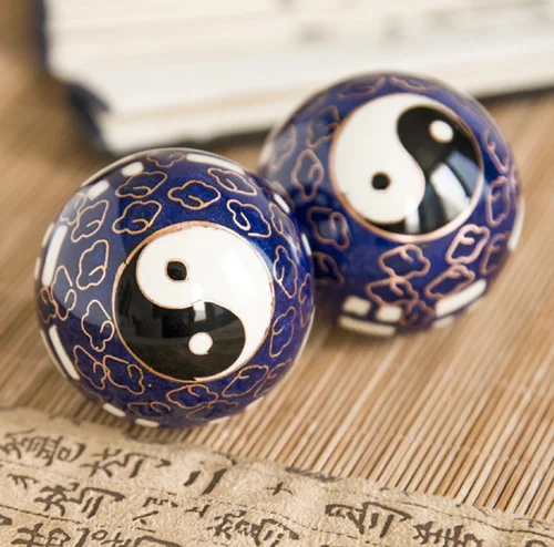 50mm blue cloisonne 50 мм 40 мм китайские шарики baoding, перегородчатая Taichi дизайн в разных цветах. Chiming Фитнес мяч. Домашний подарок. Бумажная коробка - Цвет: 50mm blue cloisonne
