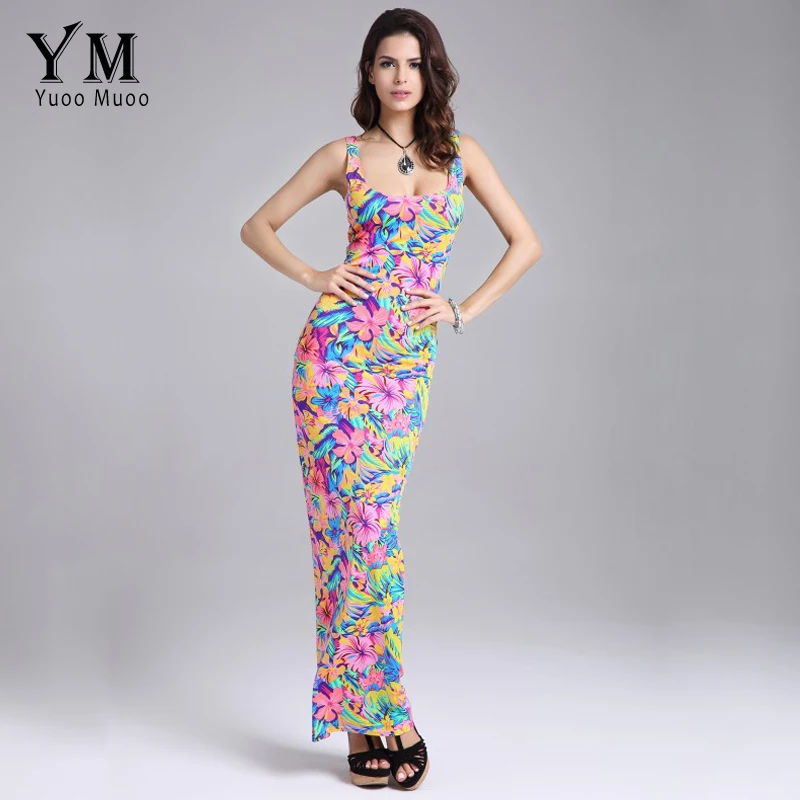 Yuoomuoo новый летний Для женщин длинное платье Европейская мода Bodycon Обёрточная